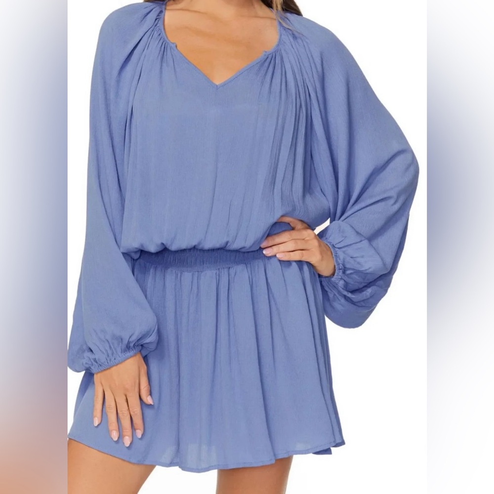 Light Blue Long Sleeve cover up Dress Large PTP 24